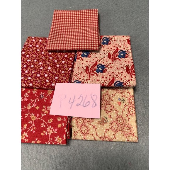 Vintage Style Cotton Quilting Fabric Squares 9x11 Inches Floral & Gingham Red & - Picture 5 of 5